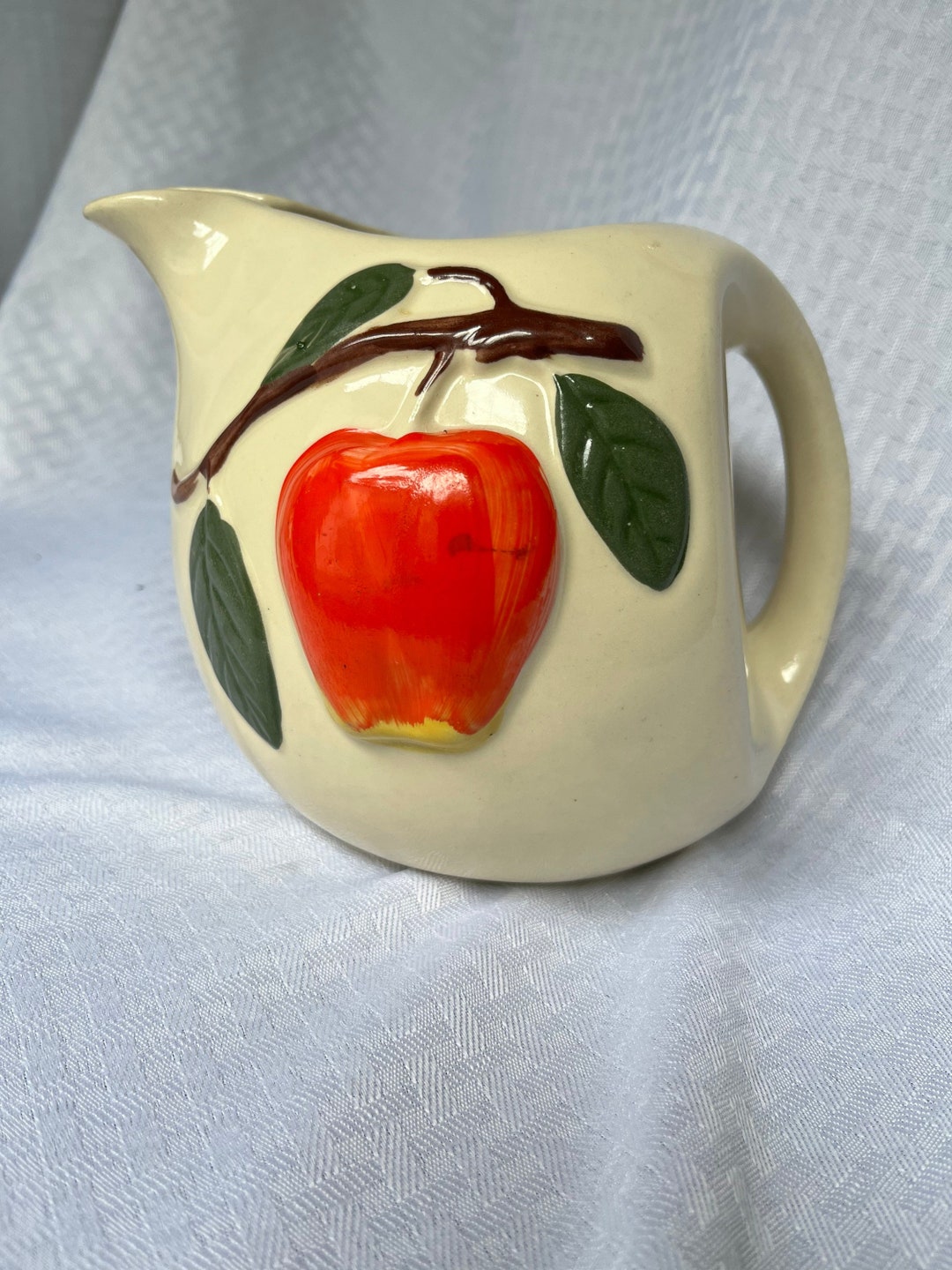 1940s Pippin Pottery Apple Pitcher | Uncommon Color Way With Brown Stem ...