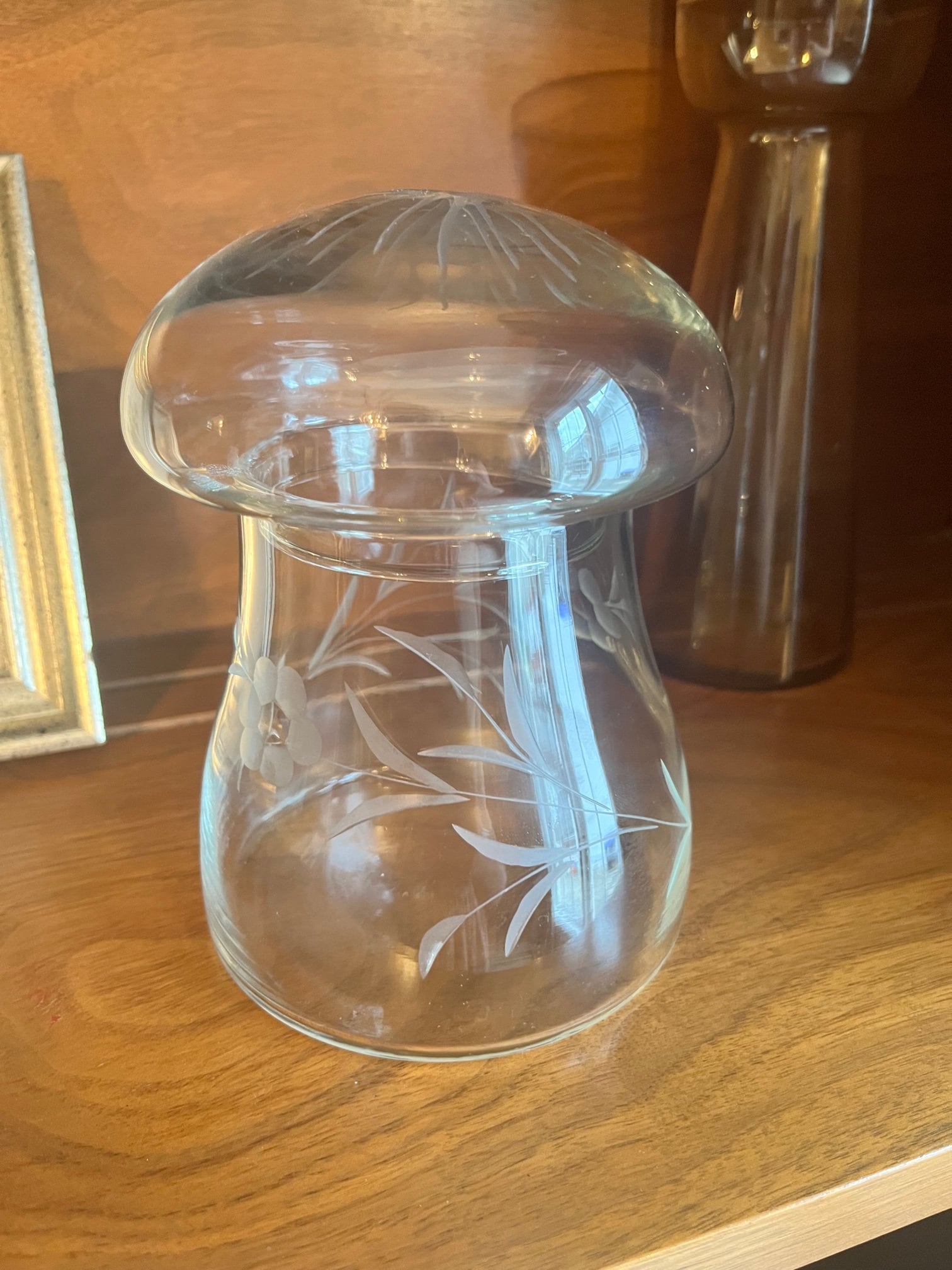 2 SO COOL! Vintage Mid Century Modern Glass Mushroom Apothecary
