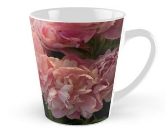 Pink Peony Mug ~ Floral Gift for Gardener ~ Flower Photo Mug, Gift for Her, Pink Tea Cup, Peony Coffee Mug, Floral Drinkware, Black Mug