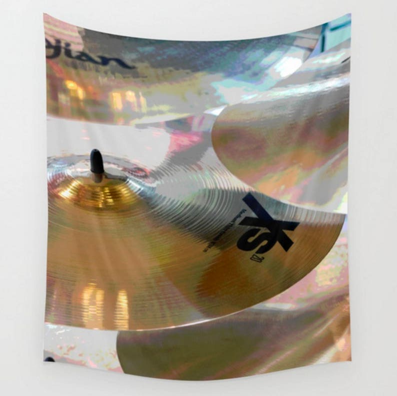 Drum Cymbals Tapestry, Dorm Wall Art, Gift for Drummer, Instrument