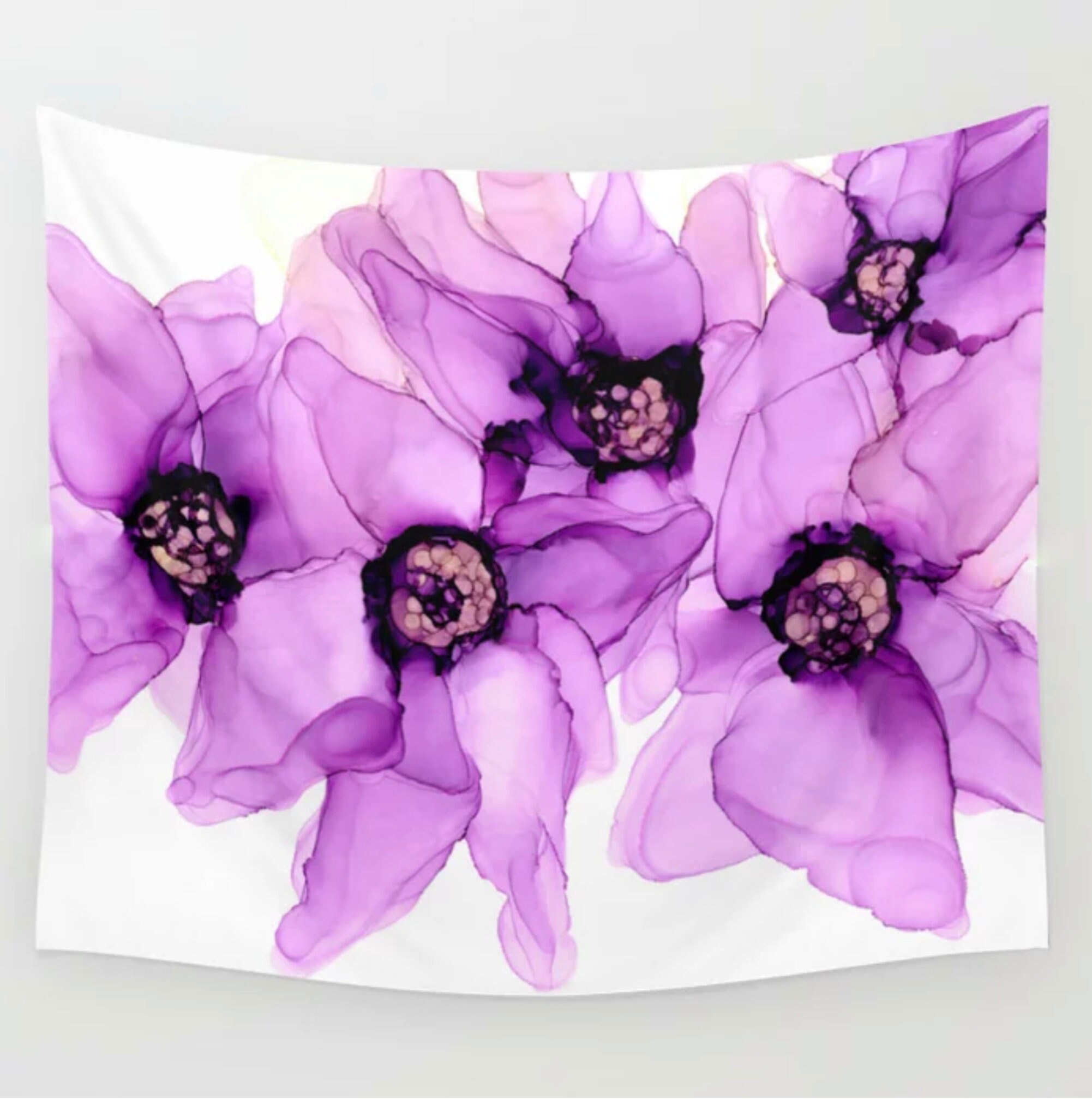 Ethereal Floral Tapestry ~ Violet Flower Decor, Large Purple Wall Art ...