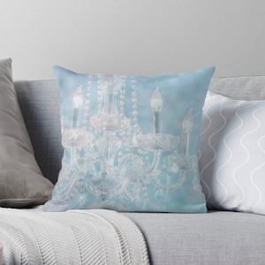 White Crystal Chandelier Pillow Cover, Teal Pillow, Dreamy Nursery Pillow Princess Pillow for Girl&#39;s Room Decor Pretty Feminine Throw Pillow