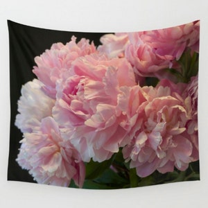 Luscious Peony Tapestry, Floral Decor, Chic Wall Art, Wall Tapestry, Apartment Decor, Pink Flower Wall Hanging, Botanical Art, Garden Photo
