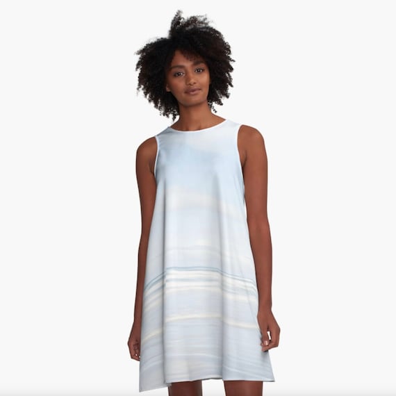 pale blue a line dress Veni Infantino Pleated Off-the-Shoulder A-Line Dress Blue | Free UK &  Ireland Shipping