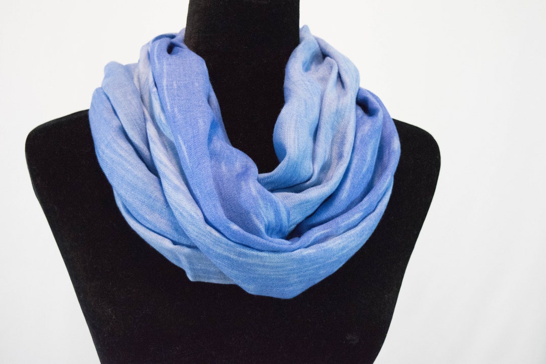 Shades of Blue Cashmere Scarf Blue Silk Scarf Wearable Art - Etsy