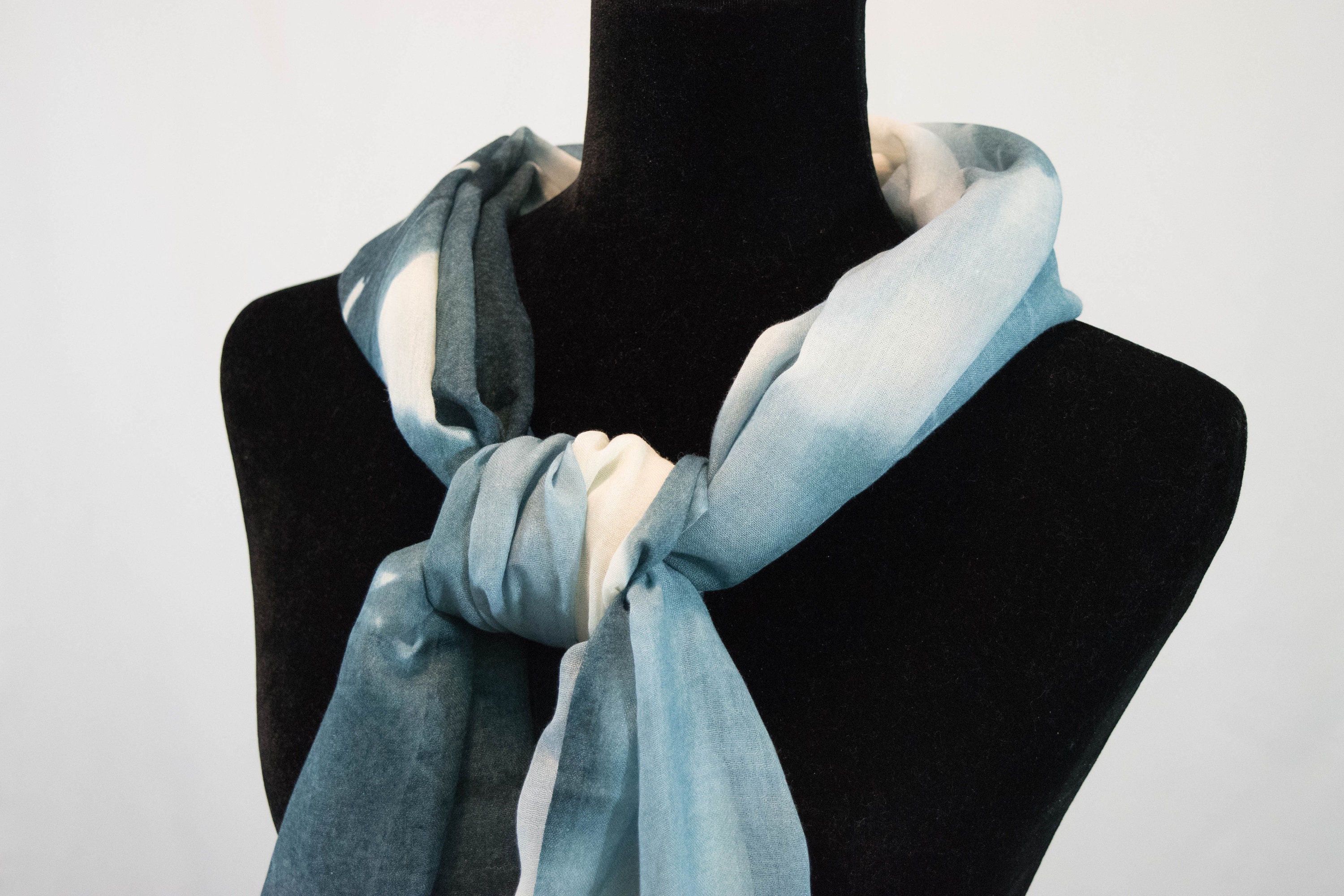 Blue Green Scarf Long Scarf Nature Art Modal Cashmere Etsy