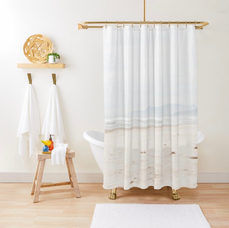 Ethereal Ocean Shower Curtain, Light Silver Shower Curtain, Dreamy