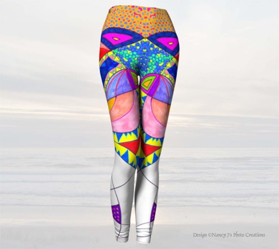 Bright Leggings Colorful Leggings Abstract Leggings, Wearable Art