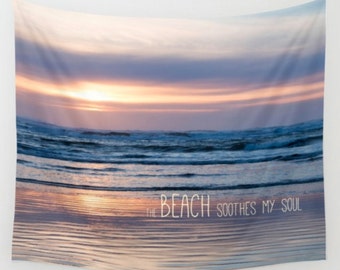 Sunset Tapestry ~ Ocean Decor ~ Beach Wall Art ~ Wall Tapestry ~  Coastal Art, Pastel Sunset, Soothing Inspirational Art, Beach Wall Hanging