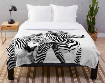 Zebra Blanket, Bedroom Decor, Black and White Blanket, Sofa Throw Blanket, Zebra Print Decor, Zebra Fleece Blanket, Large Decorative Blanket