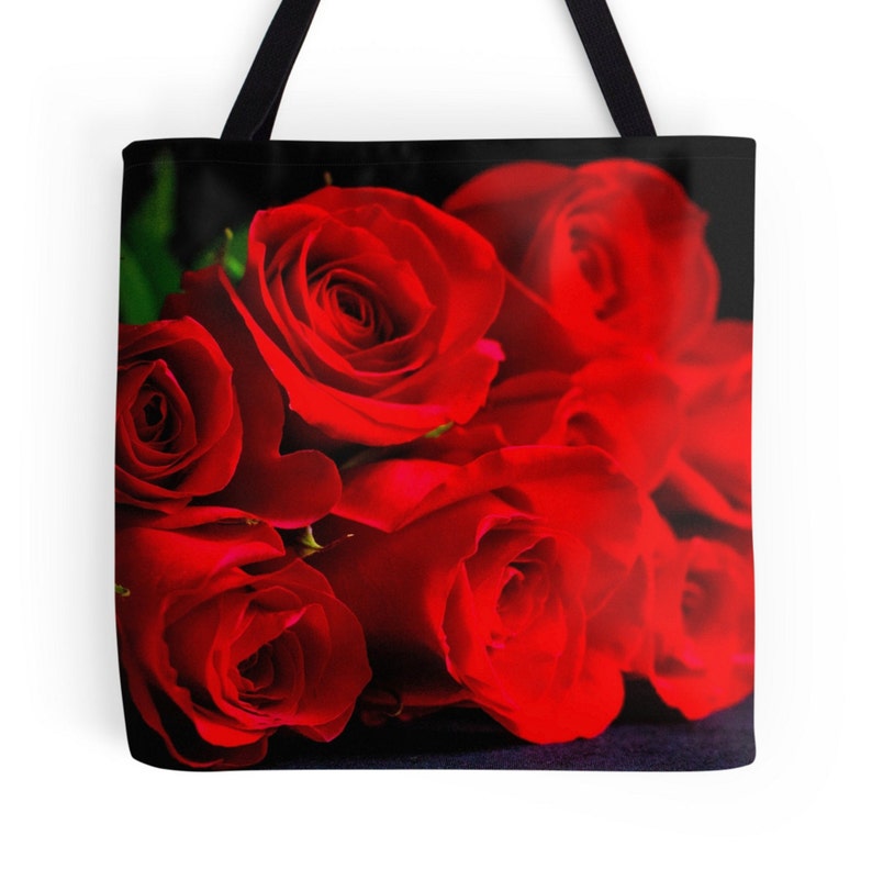 Red Roses Tote Bag Flower Photo Red Market Tote - Etsy