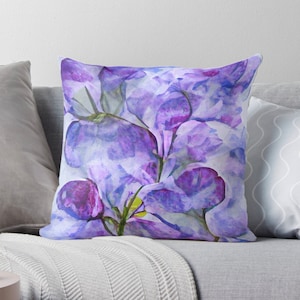 Violet Abstract Pillow Cover, Impressionist Floral Throw Pillow, Purple Pillow, Abstract Decor, Magenta Lavender Pillow, Contemporary Pillow