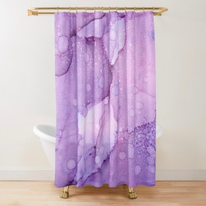 Purple Shower Curtain, Violet Shower Curtain, Abstract Art Shower Curtain, Lavender Bath Mat, Abstract Painting Shower Curtain, Bath Decor