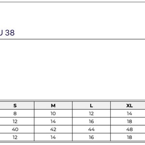 May include: Size chart for clothing with measurements in US, UK, EU, and AU sizes. The chart shows sizes from XXS to 4XL, with corresponding measurements in inches and centimeters.