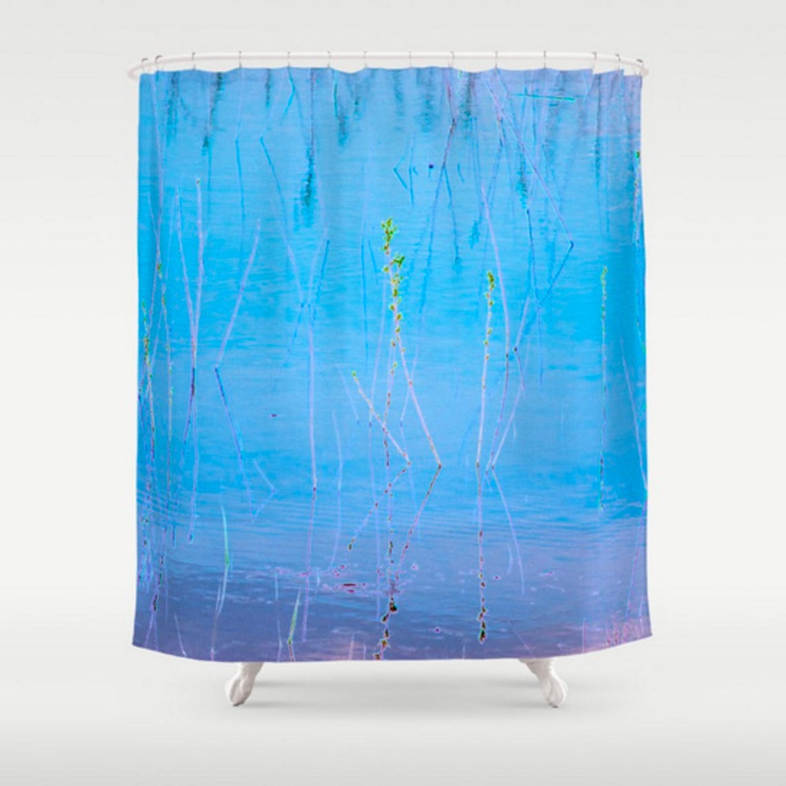 Bright Blue Shower Curtain Abstract Shower Curtain Blue Etsy
