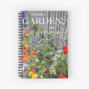 Garden Flowers, Floral Notebook, Summer Gardening Gift, Spiral Notebook, Planner Notepad, Garden Journal for Gardener, Flower Photo Diary