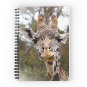 Giraffe Notebook ~ Fun Gift ~ Funny Animal Spiral Notebook ~ Brown Tan Green Notepad ~ Giraffe Journal for Teen ~ Giraffe Photo Diary