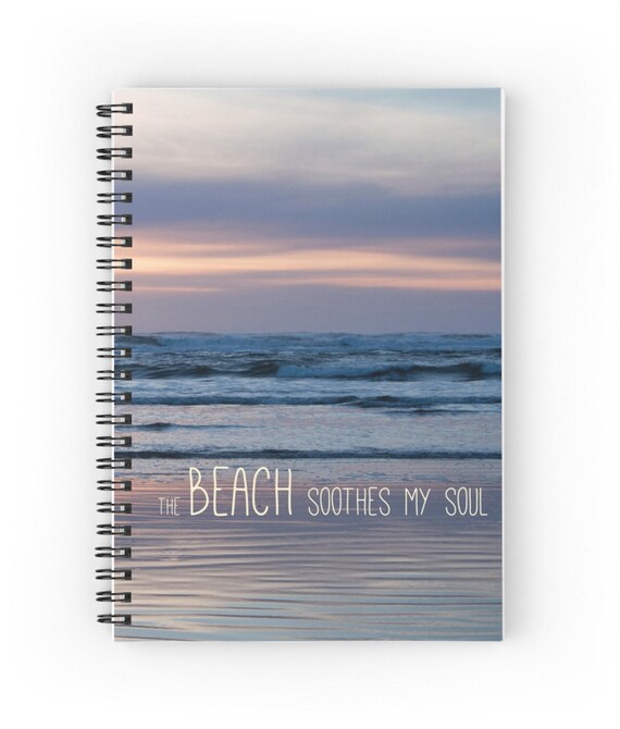 Beach Accessory Spiral Notebook Soul Writing Journal Ocean Notebook Sunset  Photo Journal Gift for Her Woman's Diary Pink Blue 