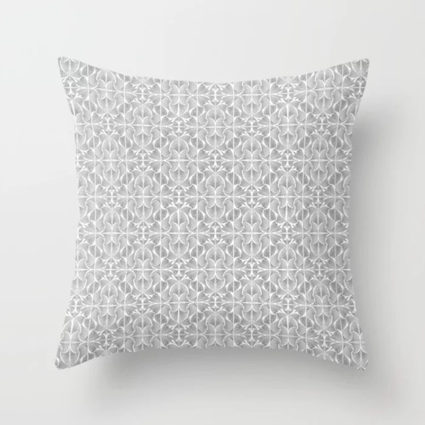 Geometric Pattern Pillow Cover, Patterned Throw Pillow, Elegant Pillow, Sophisticated Decor, Gray White Pillow, Designer Pillow Shell Pillow