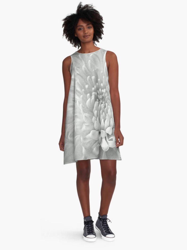 4510839 White Patterned A-Line Dress