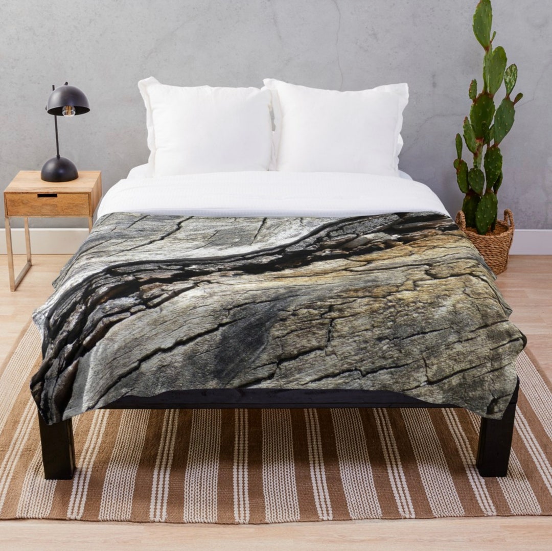 Grey Fleece Blanket Wood Photo Blanket Brown Throw Blanket Etsy