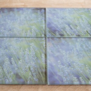 Lavender Coasters ~ Floral Coasters, Housewarming Gift, Purple Home Decor Flower Print Garden Decor Glass Coaster Set Botanical Flower Photo