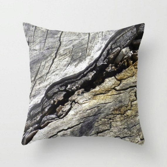 Rustic Throw Pillow ~ Rugged Decor ~ Cabin Pillow  ~ Abstract Wood Photo Pillow Cover ~ Gray Pillow ~ Brown Pillow ~ Tree Wood Grain Print