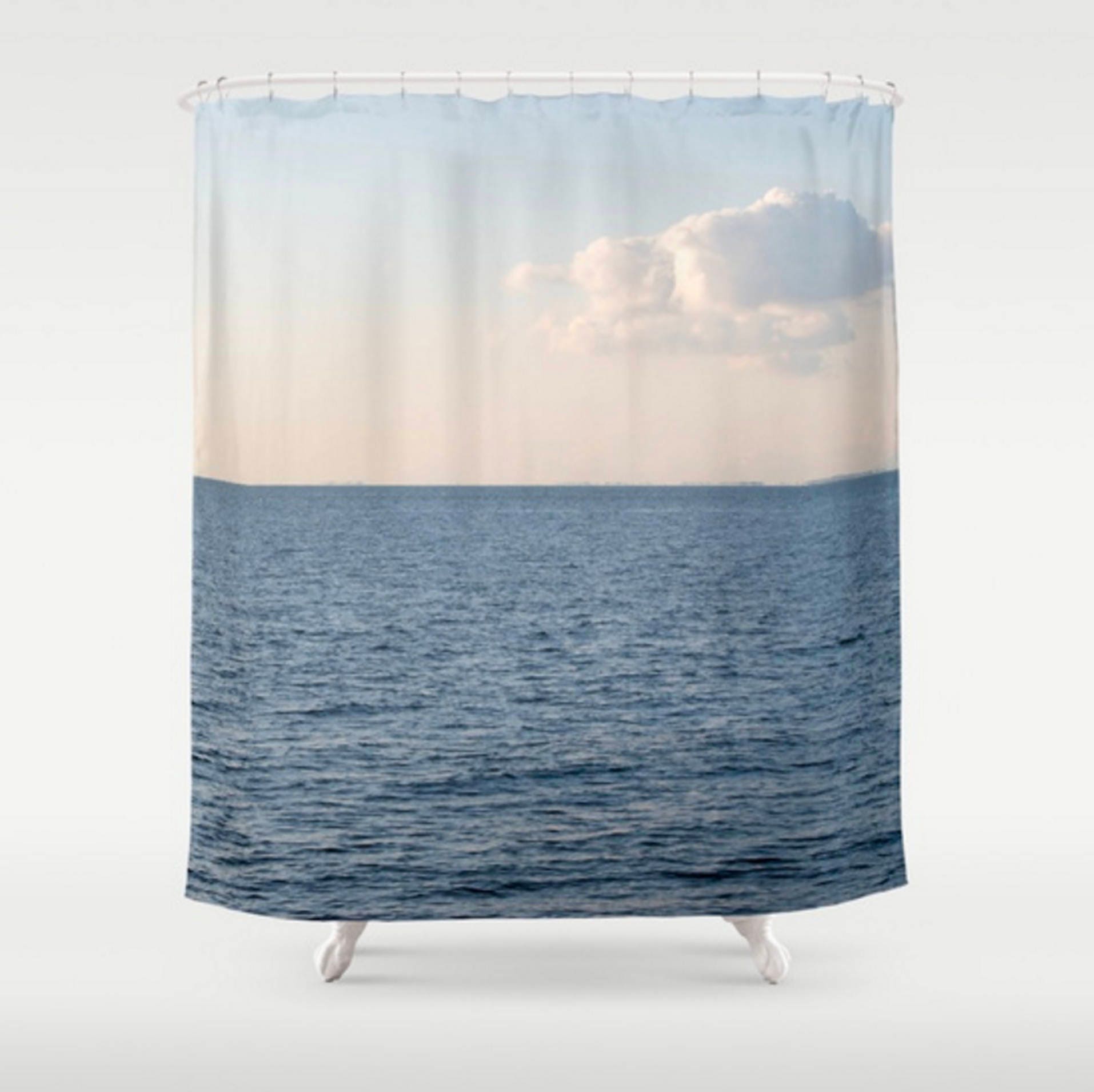 Old Grunge Brick Wall White Clouds Blue Sky Shower Curtain Waterproof