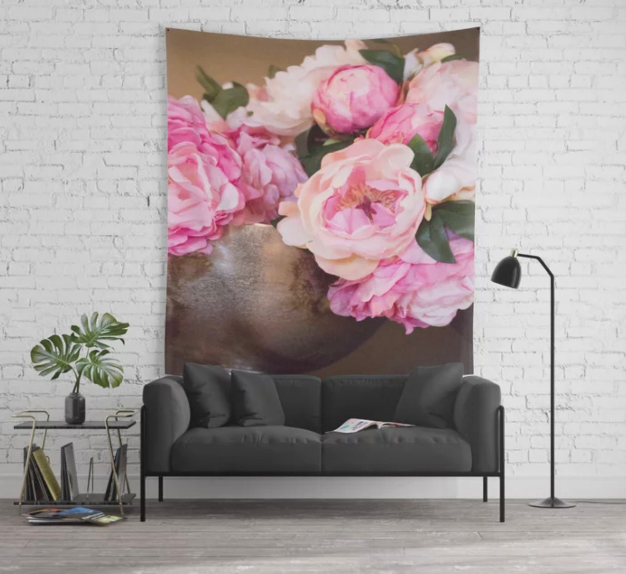 Pink Silk Flowers Wall Hanging Elegant Botanical Art for Condo