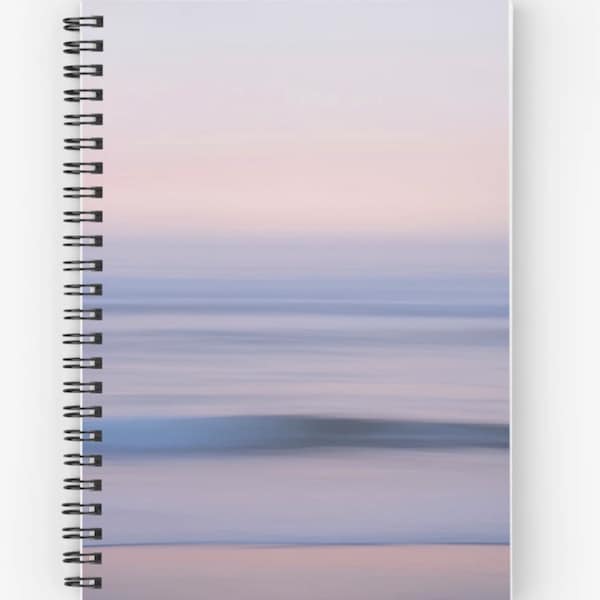 Beach Spiral Notebook, Gift for Beach Lover Ocean Journal Blank Notebook Diary Dreamy Sunset Notepad Abstract Coastal Photography Guest Book