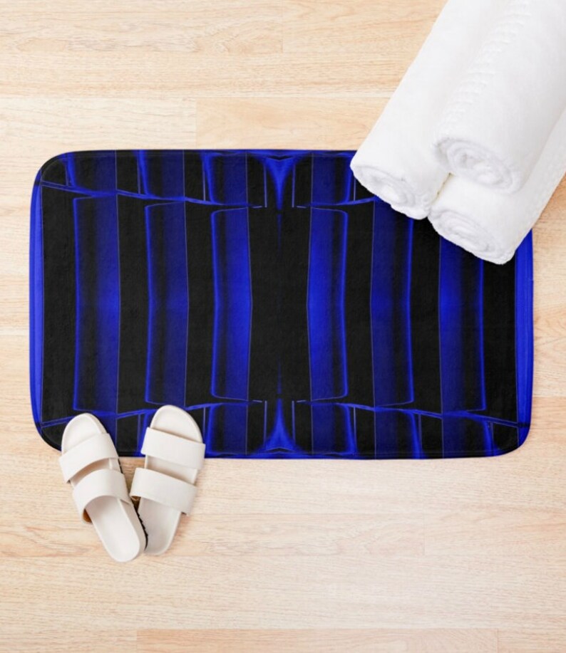 Black Shower Curtain Royal Blue Shower Curtain Geometric Art Etsy