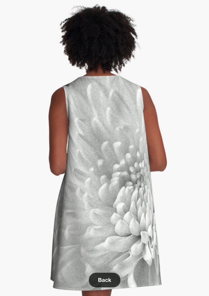 White A Line Dress ~ Party Dress ~ White Floral Sleeveless Dress ~ Gray Women's Dress ~ Above Knee Dress ~ Floral Print ~ Flower Photography image 3