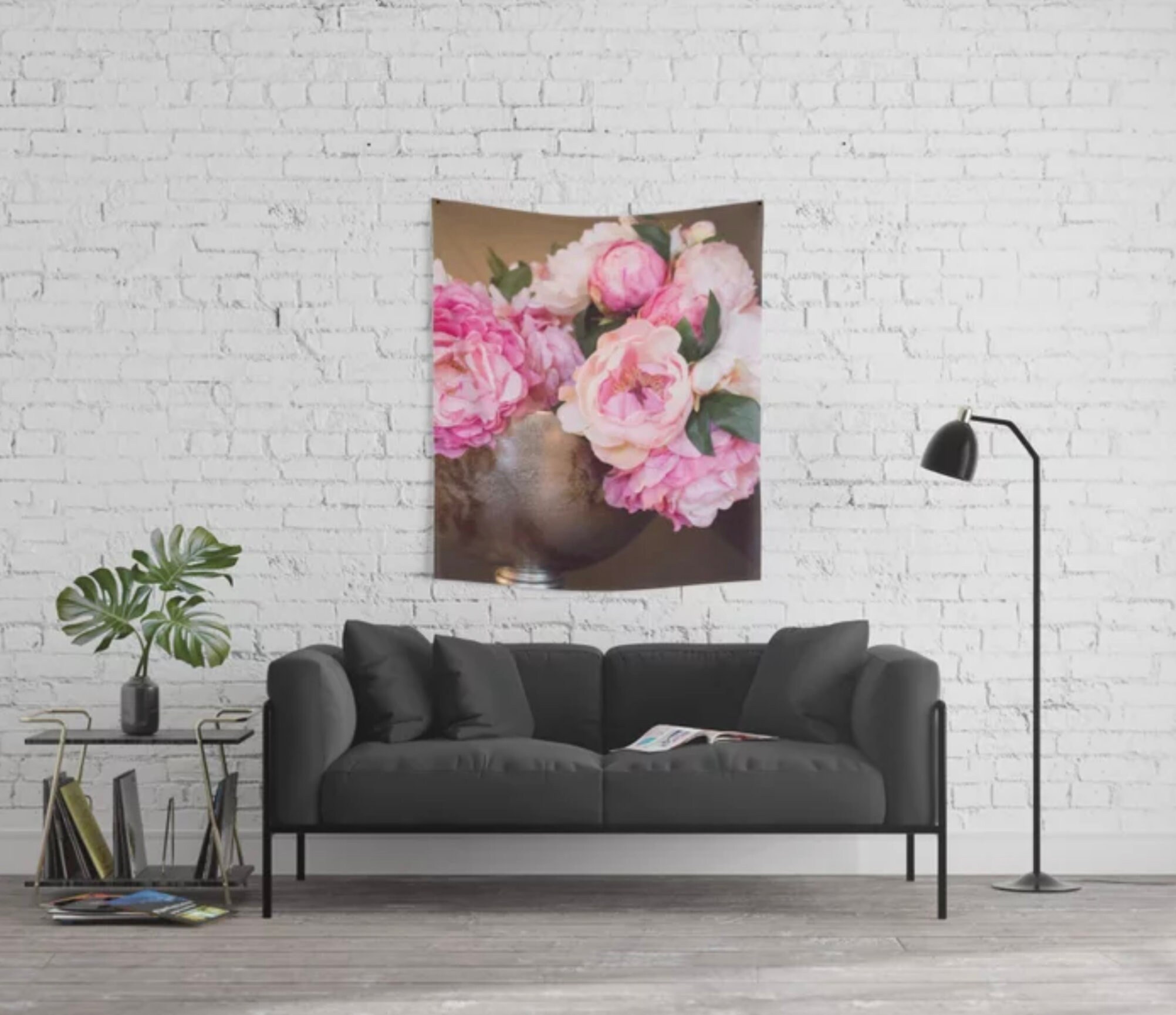 Pink Silk Flowers Wall Hanging Elegant Botanical Art for Condo