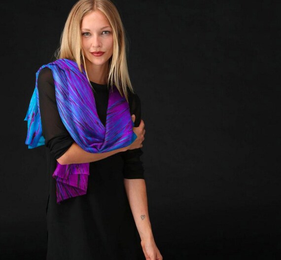 Cashmere Scarf Royal Blue Scarf Silk Scarf Purple Scarf - Etsy
