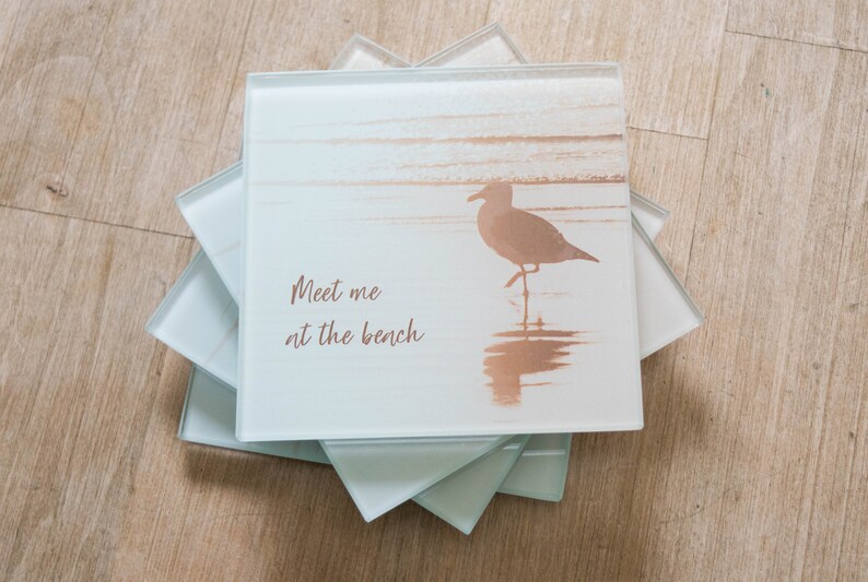 Beach Decor Light Sandy Brown Glass Coasters Coaster Set Beach House Decor Drink Coasters Coastal Decor Casual Home Decor Beach Coasters