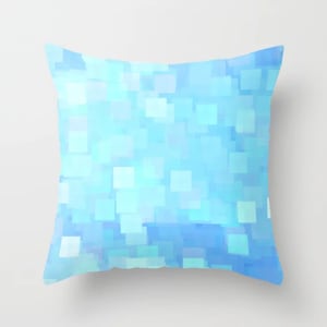 Bright Blue Pillow, Contemporary Pillow Cover, Digital Abstract Pillow, Turquoise Decor, Nursery Decor, Nursery Pillow, Aqua Throw Pillow