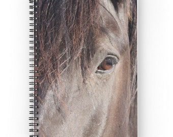 Horse Spiral Notebook ~  Gift for Equestrian  ~  Dark Brown Horse Notebook ~ Girl's Diary ~ Equine Journal ~ Animal Photography ~ Riding Log