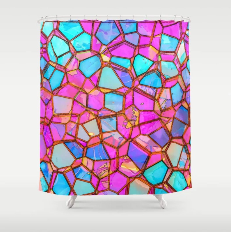 Colorful Shower Curtain Pink Shower Curtain Abstract Art Etsy