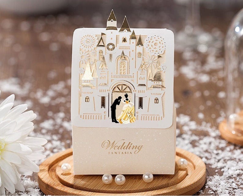 Disney Wedding Candy Gift Favor Boxes Gold Cinderella Etsy
