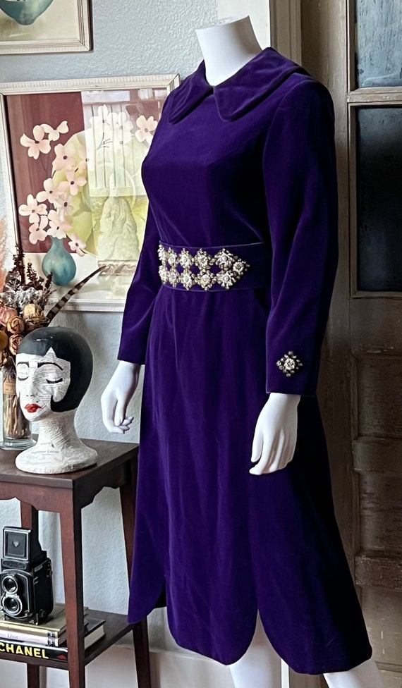 1950’s Vintage Purple Velvet Cocktail Dress | Siz… - image 4