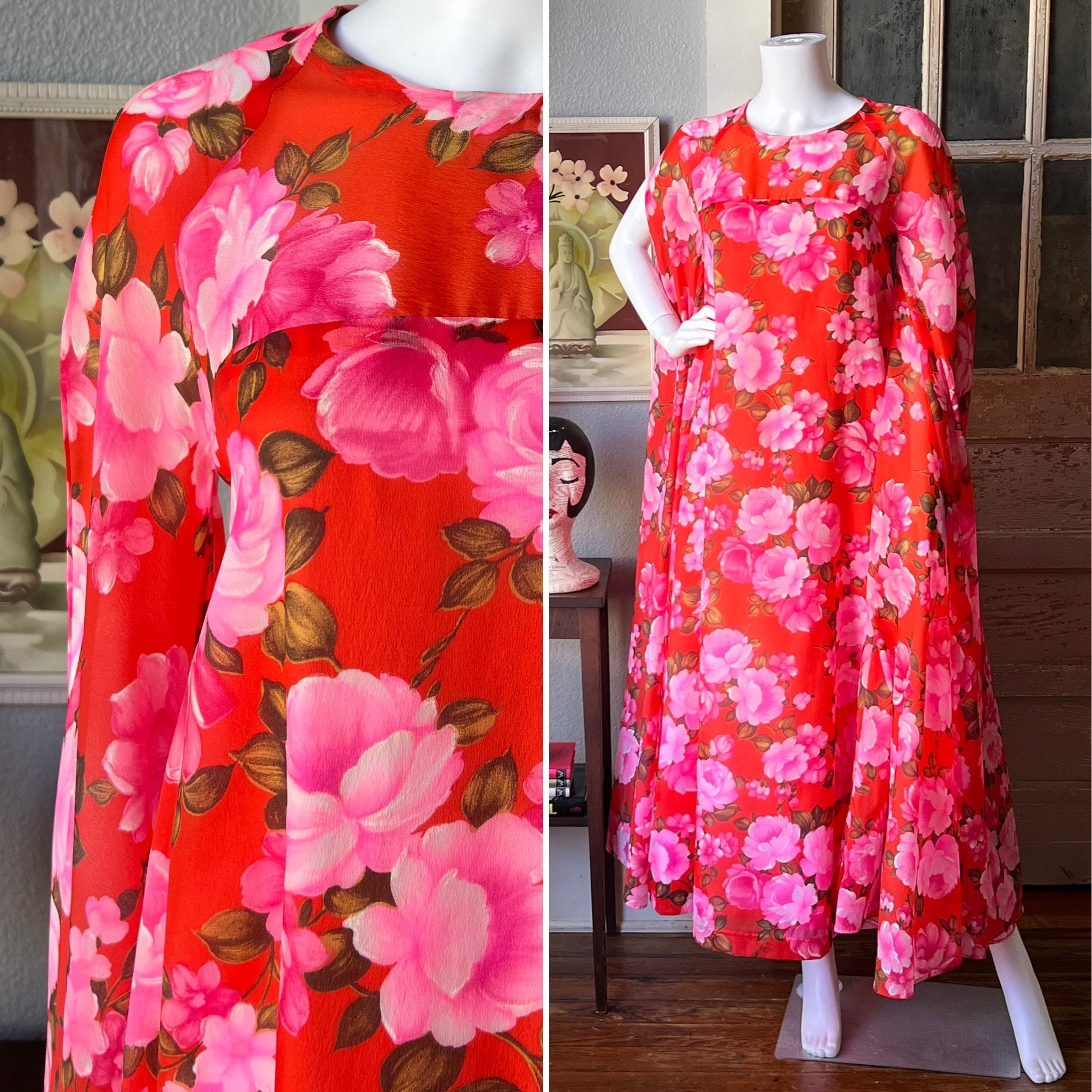 1960’s Vintage Saks Fifth Avenue Floral Chiffon Maxi