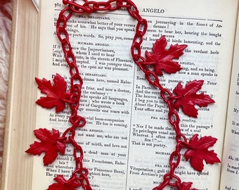 1930’s Vintage Red Leaf Celluloid Necklace