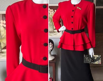 1980’s Vintage Lilli Ann Peplum Skirt Suit