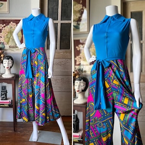 1970’s Vintage Psychedelic Palazzo Lounge Jumpsuit