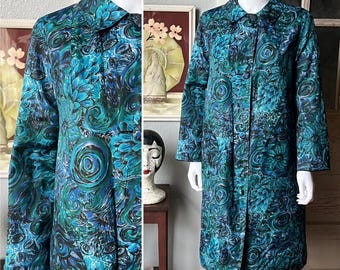 1960’s Vintage Reverible Raincoat Surreal Psychedelic Floral Eye Print