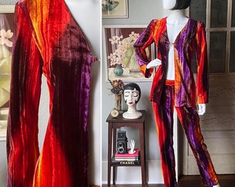 Traje de pantalón de terciopelo ombré vintage de Rampage de los años 90