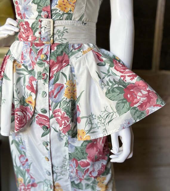 1980’s Vintage Floral Peplum Dress - image 7