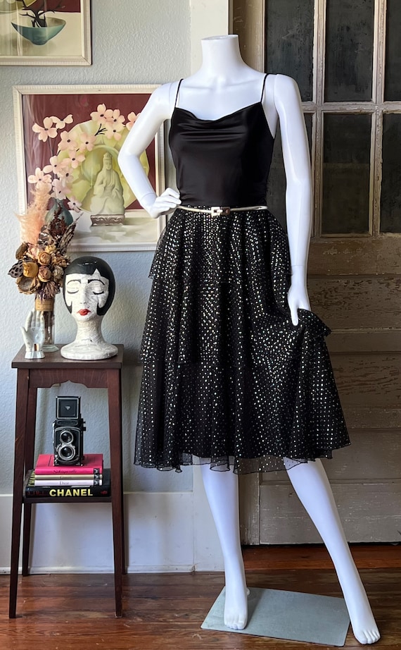 1970’s Vintage Disco Dress whit Tiered Tulle Rain… - image 2