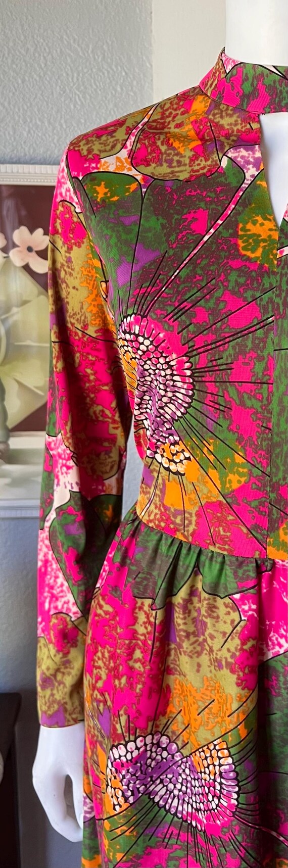 1960’s Vintage Psychedelic Floral Dress - image 3