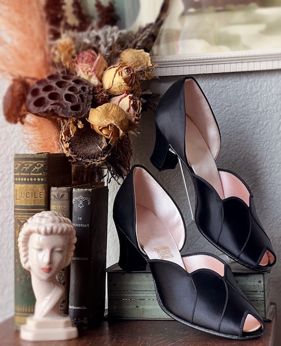 1930s boudoir slippers heels - Gem